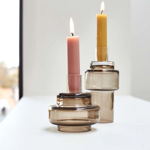 Picture of Glass Candlestick 54, sepia brown