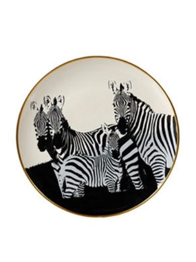 Dekoratyvinė lėkštė „Zebra3“, balta/juoda paveikslėlis