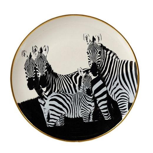 Dekoratyvinė lėkštė „Zebra3“, balta/juoda paveikslėlis