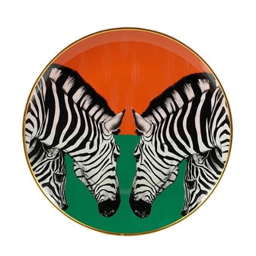 Picture of Zebra 4 Decorative Plate, red