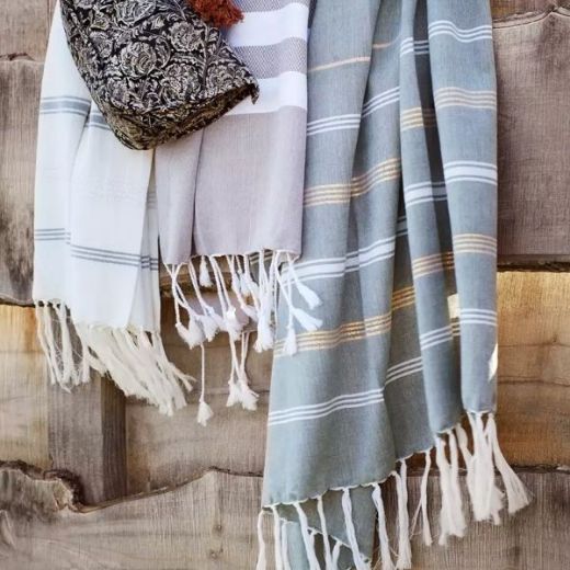 Picture of Beach cotton towel "Striped", Green