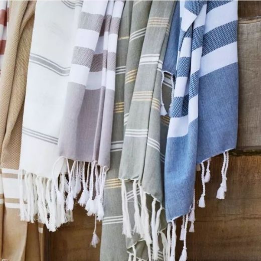 Picture of Beach cotton towel "Striped", Off white