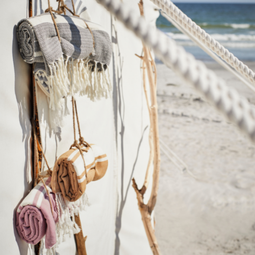 Paplūdimio rankšluostis "Striped", medaus spalvos paveikslėlis