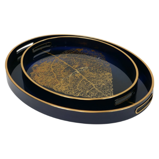 Picture of Golden Leaf Trays, Set/2