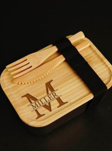 Picture of Metal and bamboo lunch box