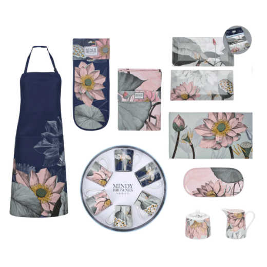 Padėklas, cukrinė ir indelis pienui „Natures Bloom“ paveikslėlis