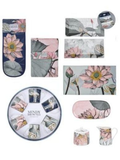 Padėklas, cukrinė ir indelis pienui „Natures Bloom“ paveikslėlis