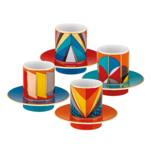 Picture of Futurismo Set of 4 Coffee Cups and Saucers