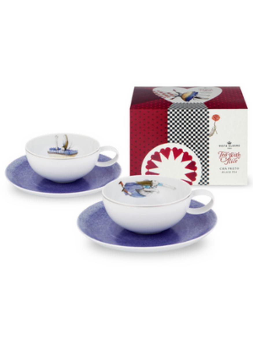 Puodelių komplektas su lėkštutėmis ir arbata „Tea with Alice ", 2 vnt. paveikslėlis