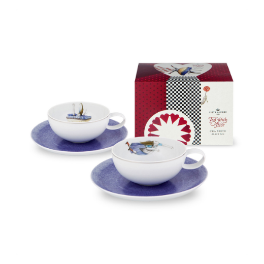 Puodelių komplektas su lėkštutėmis ir arbata „Tea with Alice ", 2 vnt. paveikslėlis